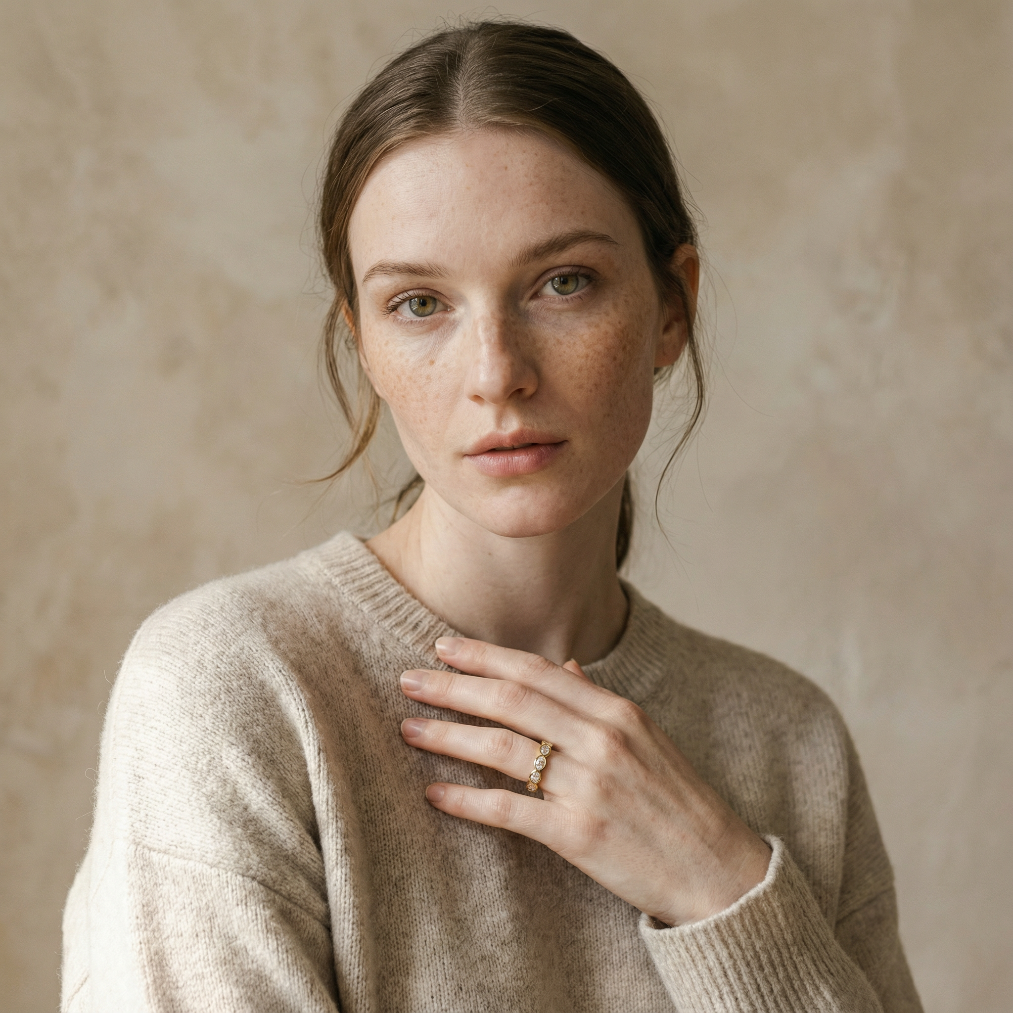 "Odessa" Oval cut Lab Grown Diamond Bezel set 14k Gold Eternity Band